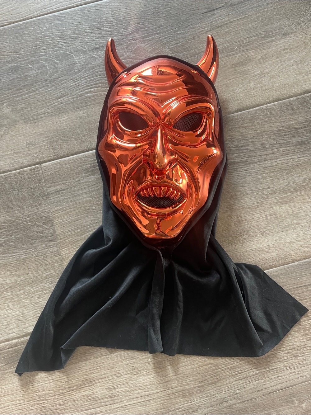 Red Devil Mask with Black Hood - Unbranded